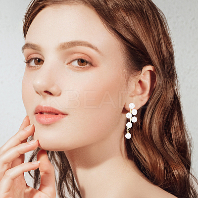 4 Pairs 4 Style Exquisite Plastic Imitation Pearl Beaded Dangle Stud Earrings EJEW-AN0002-09-1