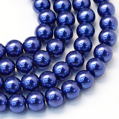 Baking Paint Pearlized Glass Pearl Round Bead Strands X-HY-Q003-6mm-19-1