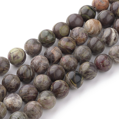 Natural Flower Agate Beads Strands G-Q462-4mm-34-1