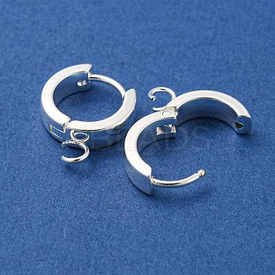 201 Stainless Steel Huggie Hoop Earrings Findings STAS-A167-01S-S-1