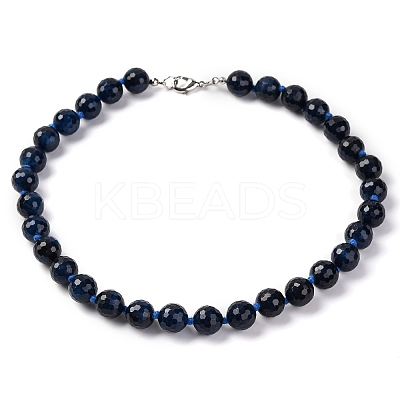 Star Cut Round Natural Jade(Dyed & Heated) Beaded Necklaces for Women G-B122-03A-1
