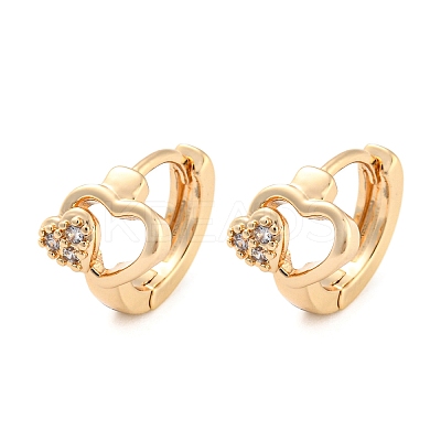 Rack Plating Brass with Cubic Zirconia Hoop Earrings for Women EJEW-G363-02KCG-1