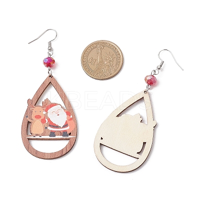Christmas Printed Wood Dangle Earrings EJEW-JE06518-1