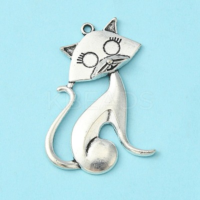 Tibetan Style Alloy Kitten Pendants X-TIBEP-22758-AS-NR-1