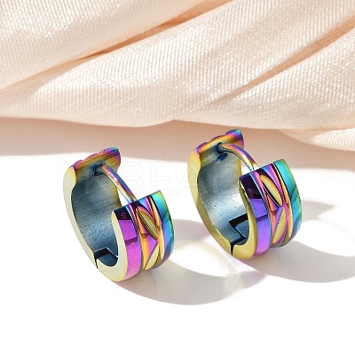 304 Stainless Steel Polishing Effect Hoop Earrings Ion Plating(IP) EJEW-M001-37A-1