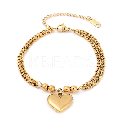 304 Stainless Steel Heart Charm Bracelets LS-BJEW-Z106-07G-1