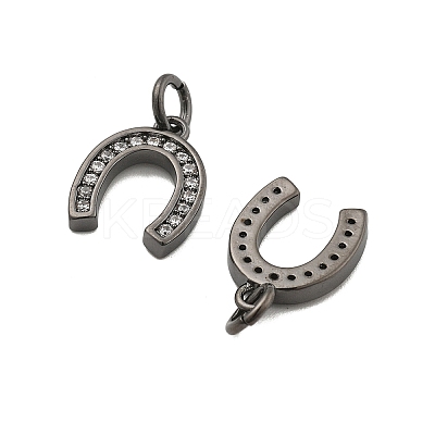 CZ Brass Micro Pave Cubic Zirconia Horse Shoe Charms LS-ZIRC-L018-13B-1