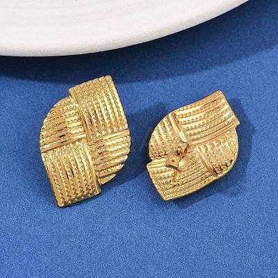 304 Stainless Steel Woven Stud Earrings EJEW-I320-08G-1