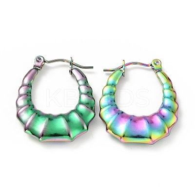 Ion Plating(IP) Rainbow Color 304 Stainless Steel Teardrop Hoop Earrings for Women EJEW-G293-12M-1