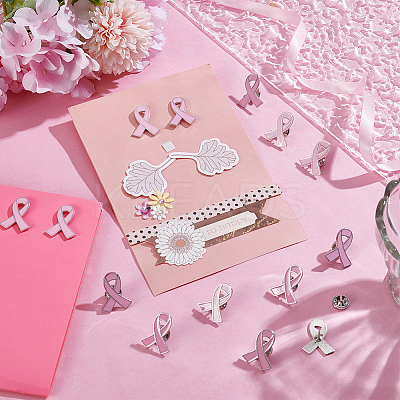 30Pcs AIDS/Breast Cancer Awareness Ribbon Enamel Pins JEWB-UN0001-07-1