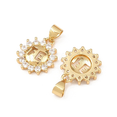 Brass Micro Pave Clear Cubic Zirconia Charms KK-F919-35G-1