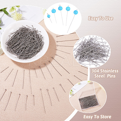 600Pcs 15 Styles 304 Stainless Steel Ball Head Pins & Flat Head Pins & Eye Pins STAS-TA0002-80-1