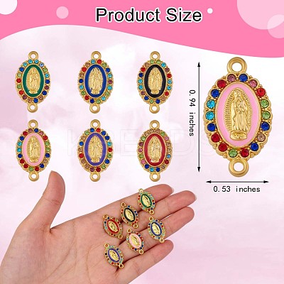 60 Pieces Virgin Mary Charm Connector Our Lady Virgin Mary Link Enamel Metal Charm Pendant JX329A-1