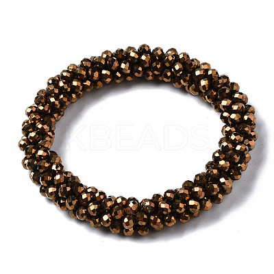 Faceted Electroplate Glass Beads Stretch Bracelets BJEW-S144-002G-05-1