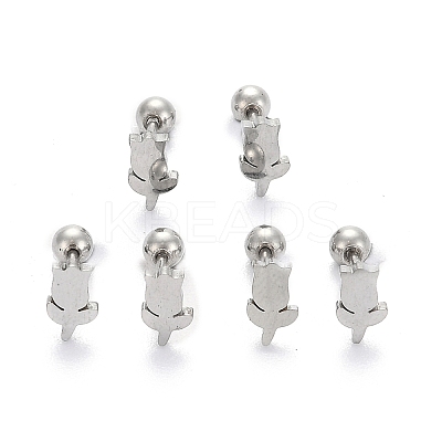 Tarnish Resistant 201 Stainless Steel Barbell Cartilage Earrings EJEW-R147-39-1