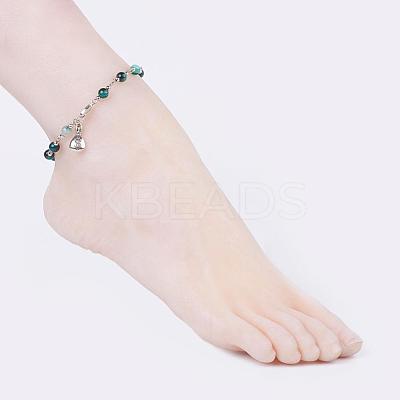 Natural Striped Agate/Banded Agate Anklets AJEW-AN00214-1