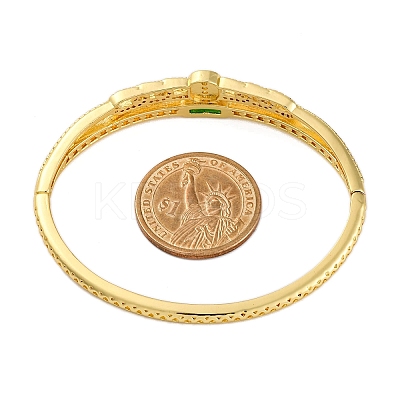Rack Plating Brass Micro Pave Cubic Zirconia Hinged Bangles BJEW-H624-07A-G-1