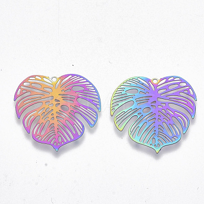 Ion Plating(IP) 201 Stainless Steel Filigree Pendants STAS-R102-08-1
