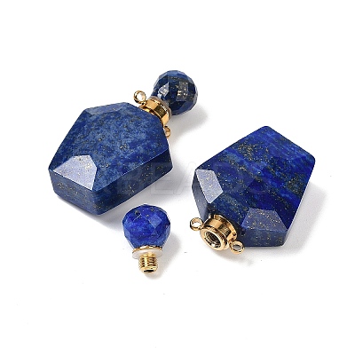 Natural Lapis Lazuli Openable Perfume Bottle Pendants G-I381-02G-06-1