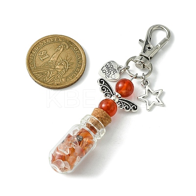 Glass Wishing Bottle with Synthetic & Natural Bead Chip inside Pendant Decorations HJEW-JM01741-1