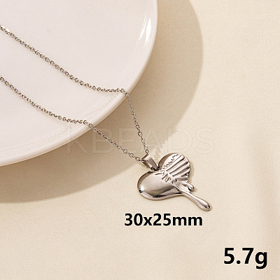 Vintage Stainless Steel Heart Pendant Lock Collarbone Chain Necklace for Women KO0043-1-1