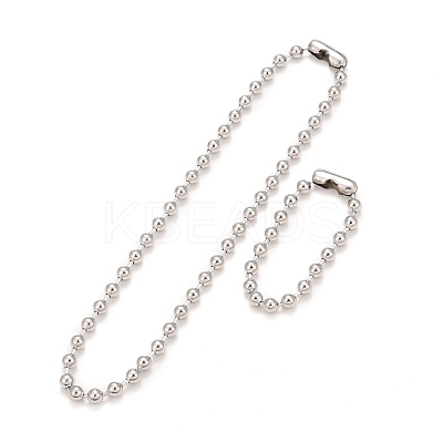 Tarnish Resistant 304 Stainless Steel Ball Chain Necklace & Bracelet Set STAS-D181-02P-01C-1