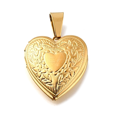 316 Stainless Steel Locket Pendants STAS-C123-02A-G-1