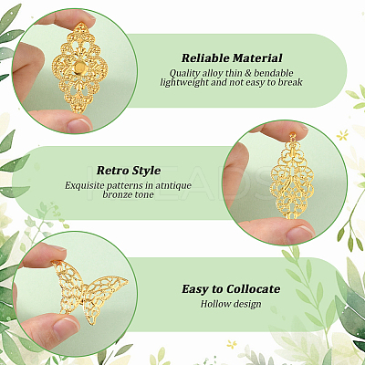 112Pcs 14 Styles Iron & Alloy Filigree Chandelier Component Links FIND-SC0017-06-1