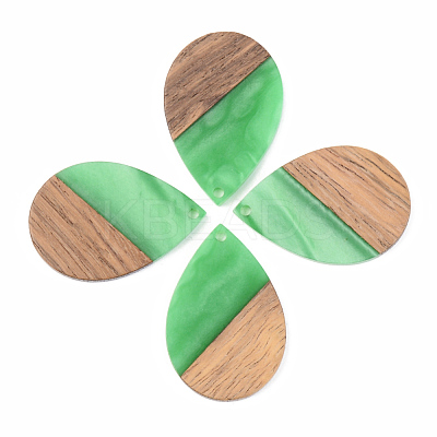 Opaque Resin & Walnut Wood Pendants X-RESI-S389-037A-C03-1