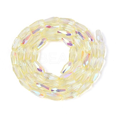 AB Color Plated Transparent Glass Teardrop Beads Strands EGLA-T029-08D-1