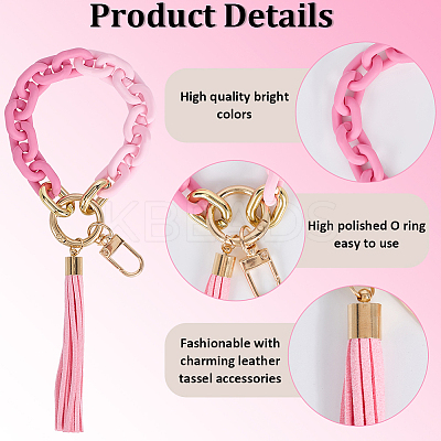 2Pcs Acrylic & Zine Alloy & PU Pendant Decoration KEYC-CL0001-44A-1