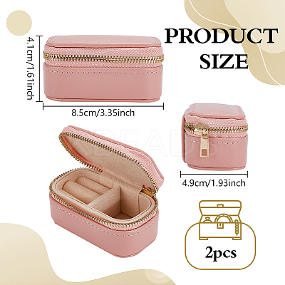 Portable Travel Rectangle PU Leather Jewelry Set Storage Zipper Boxes LBOX-WH0007-001A-1