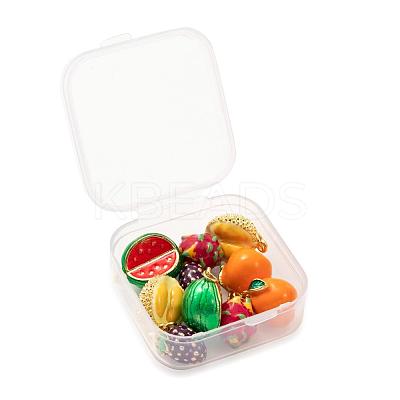 10Pcs 5 Style Fruit Theme Brass Enamel Pendants KK-LS0001-32-1