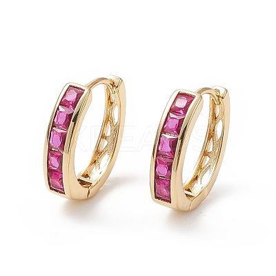Cubic Zirconia Rectangle Hoop Earrings EJEW-B014-25G-1