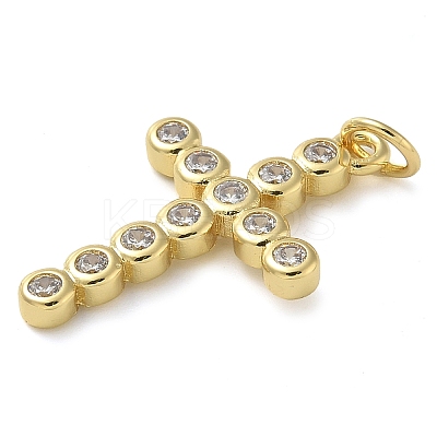 Rack Plating Brass Micro Pave Cubic Zirconia Pendants KK-K392-17B-G-1