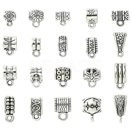 100Pcs 20 Styles Tibetan Style Alloy Tube Bails FIND-CJ0002-13-1