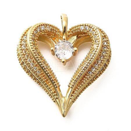 Brass Micro Pave Cubic Zirconia Pendants KK-B128-07G-1