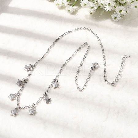 Brass Star Pendant Necklaces NJEW-B157-14P-1
