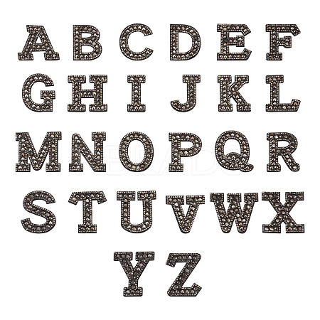 Alphabet Resin Rhinestone Patches DIY-TAC0005-45H-1
