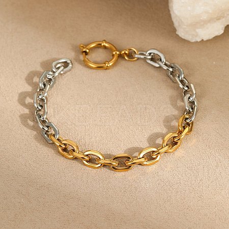 304 Stainless Steel Cable Chain Bracelets BJEW-K284-02B-GP-1