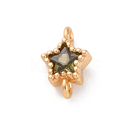 Brass Cubic Zirconia Star Connector Charms KK-Z084-11G-03-1