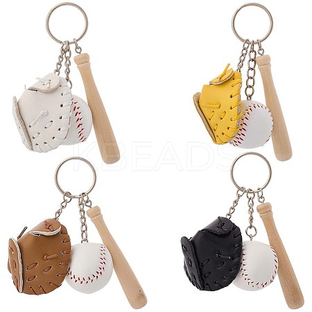 4Pcs 4 Colors PU Leather Keychain KEYC-CL0001-02-1