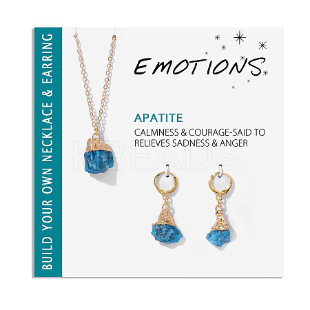 Nuggets Natural Apatite Pendant Necklaces & Earrings Sets for Women WG0BEC3-04-1
