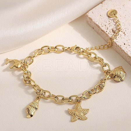 Ocean 304 Stainless Steel Charm Bracelets BJEW-K291-05G-1