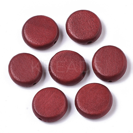 Painted Natural Wood Beads WOOD-R265-11F-1