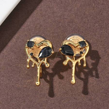 Brass Micro Pave Cubic Zirconia Clip-on Earrings EJEW-K286-11G-1