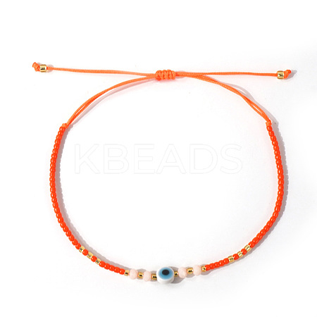 Glass Seed Beads & Resin Braided Bead Bracelets TK7632-2-1