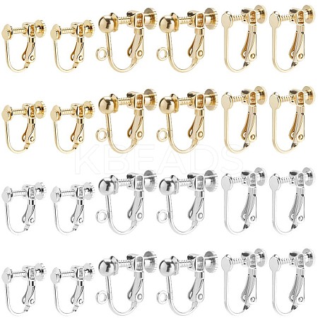 24Pcs 6 Styles Brass Clip-on Earring Findings KK-BBC0019-62-1