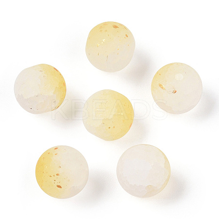 Frosted Baking Paint Crackle Glass Beads with Glitter Powder DGLA-T004-01I-1
