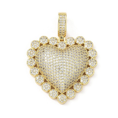 Brass Micro Pave Clear Cubic Zirconia Pendants KK-B141-04G-01-1